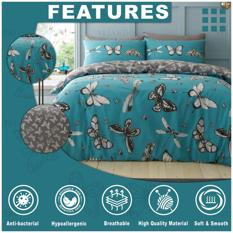 image 1 of Gertie Printed Duvet Cover Set Reversible Polycotton Beddings Multi | Single