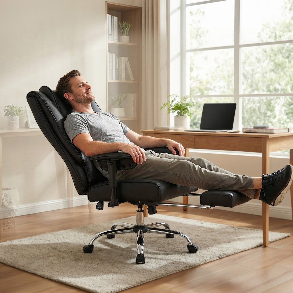 image 1 of Levede Office Chair Big Tall High Back Heavy Duty PU Recliner Executive Chair