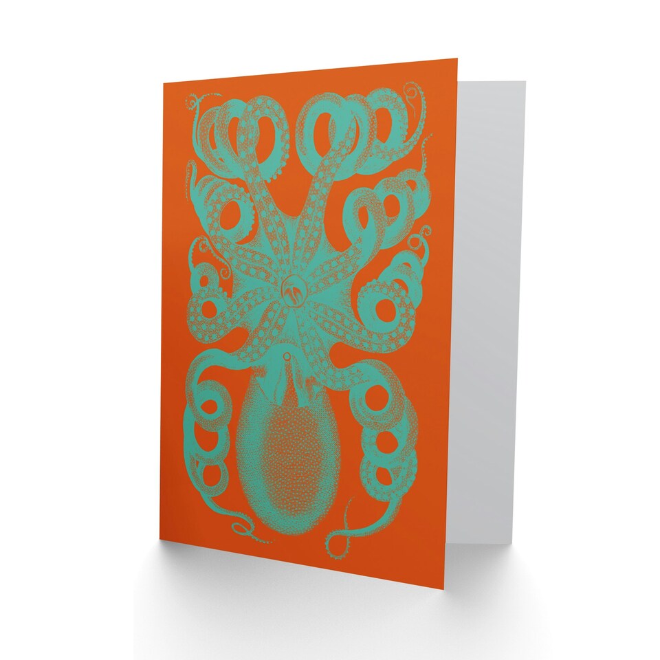 image 1 of Coral Red Octopus Art Blank Just to Say Card