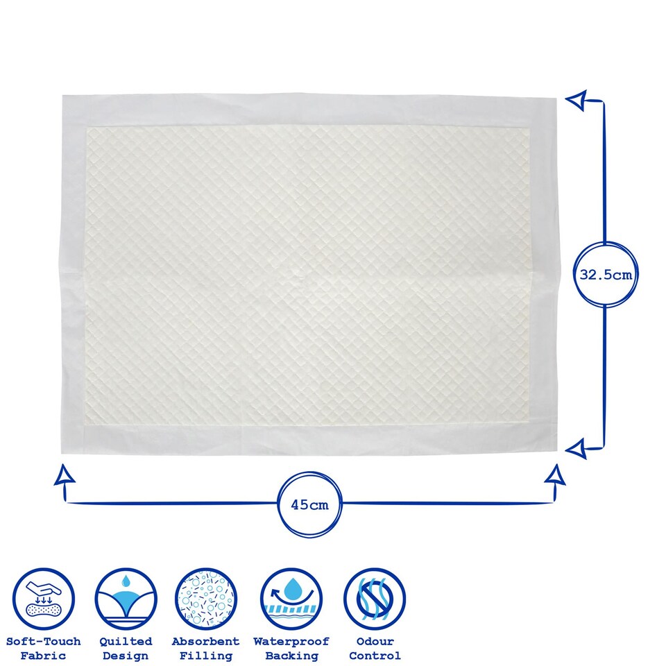 image 1 of Harbour Housewares 150x Disposable Puppy Training Pads - 32.5 x 45cm - Absorbent Puppy Training Pads Leak-Proof Pee Pads