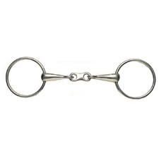 Korsteel Stainless Steel Thin Mouth French Link Loose Ring Snaffle Bit - Silver - 6in