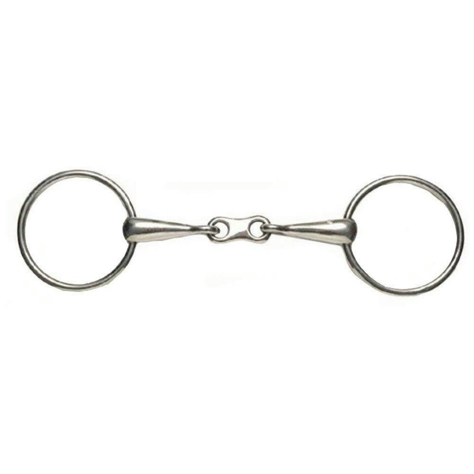 Korsteel Stainless Steel Thin Mouth French Link Loose Ring Snaffle Bit - Silver - 6in