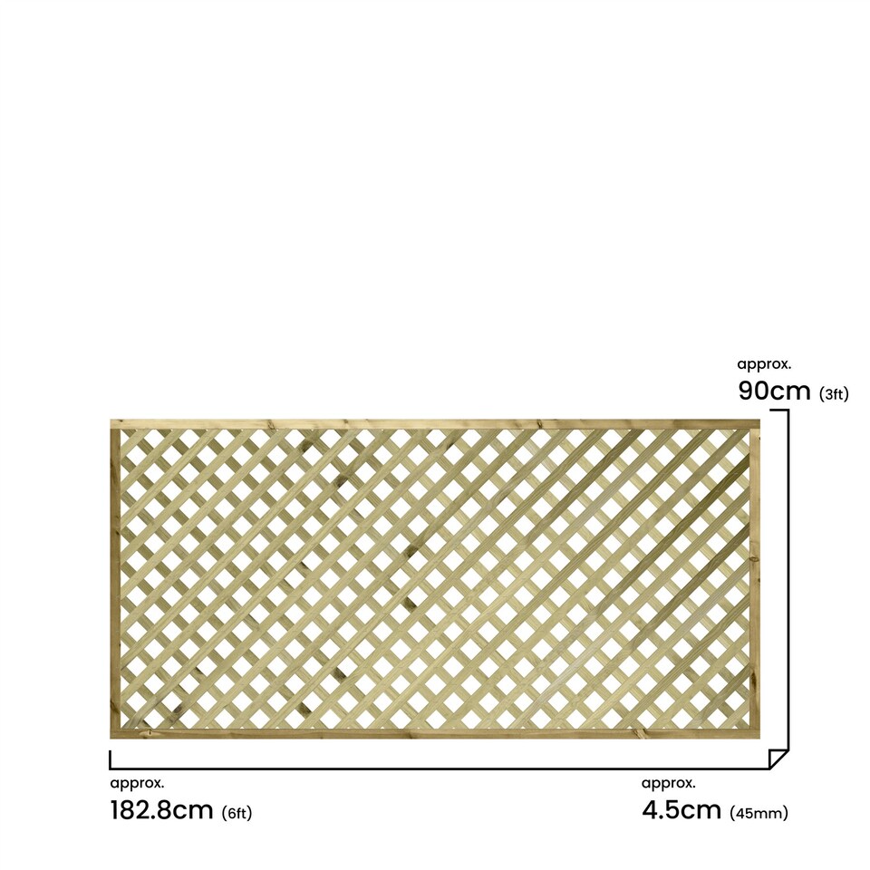 image 1 of Urban Diamond Wooden  W:6ft x H:3ft Trellis Heavy Duty Fence Topper Panel (Pack of 5)