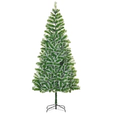 HOMCOM 7FT Indoor Christmas Tree Artificial Decoration mas Gift with Metal Stand Branch Tips