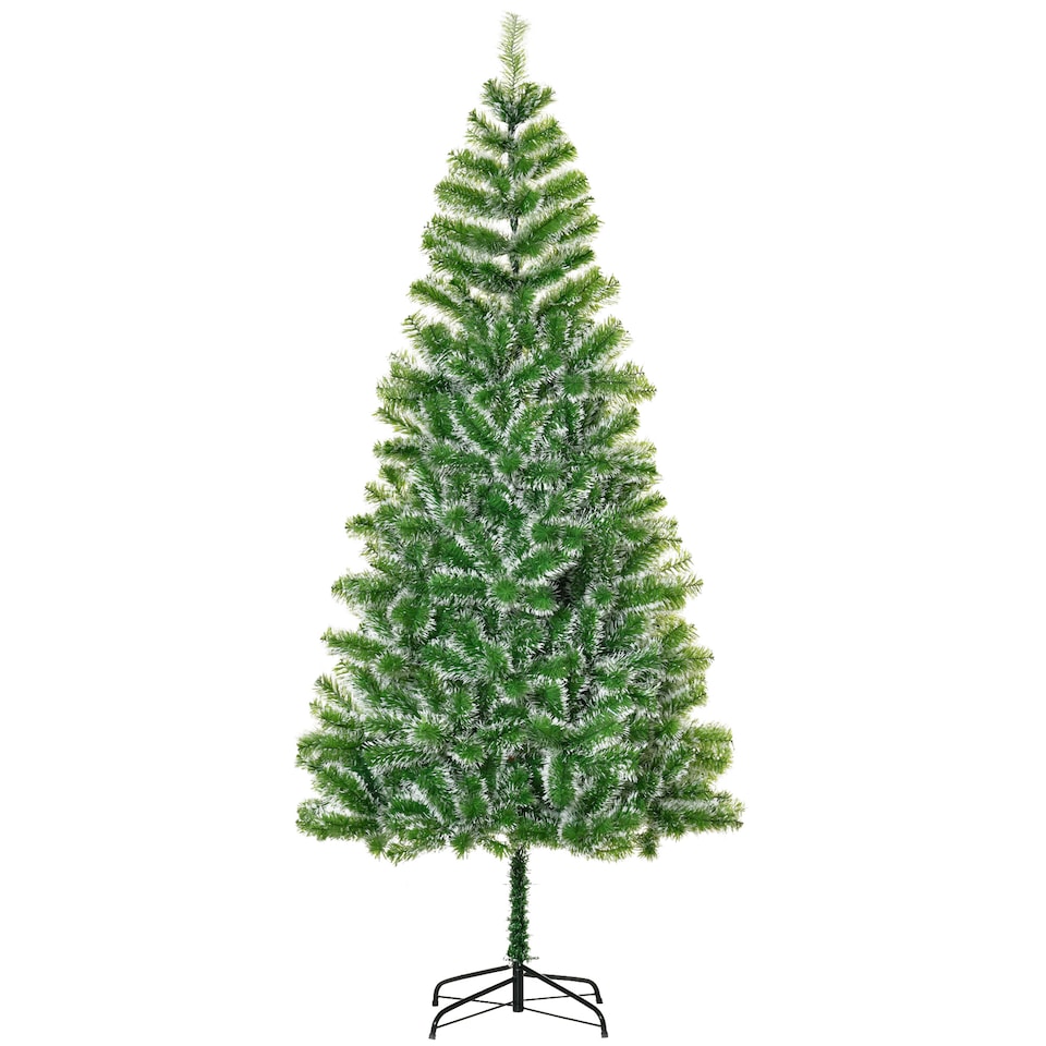 image 1 of HOMCOM 7FT Indoor Christmas Tree Artificial Decoration mas Gift with Metal Stand Branch Tips