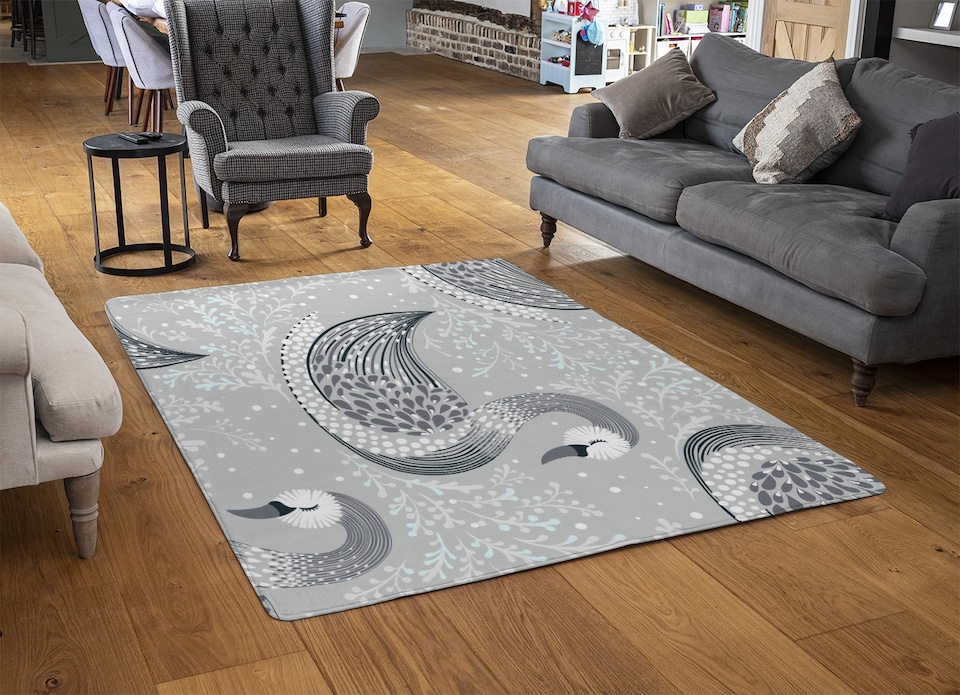 image 1 of Decorative Swans Designer Rug | Multi