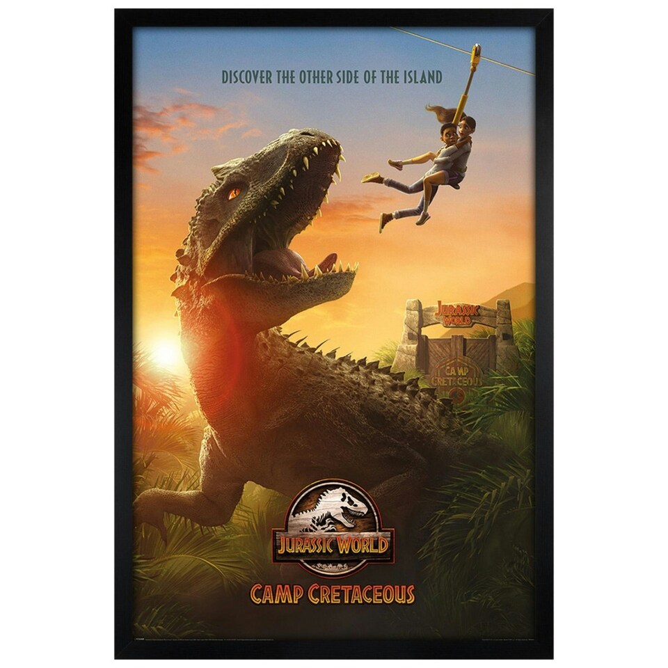 image 1 of Black Wooden Framed Jurassic World Camp Cretaceous (Teaser) Maxi Poster
