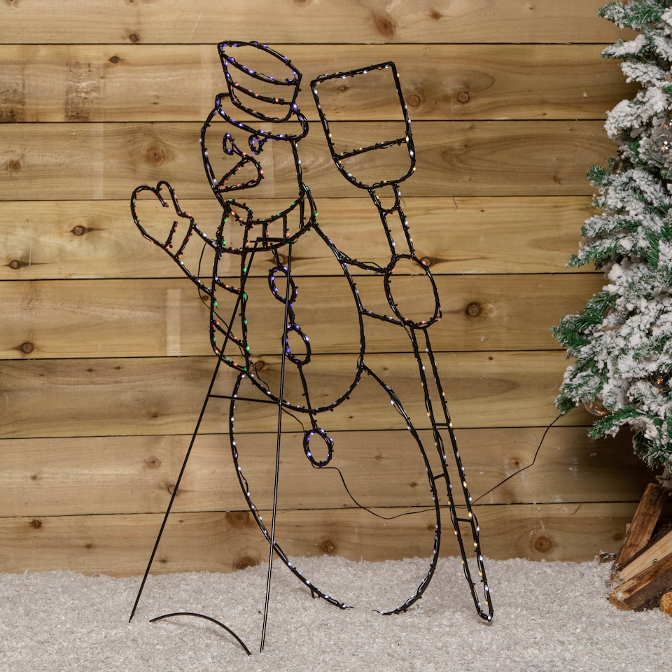 image 1 of 1m x 78cm Light up Standing Christmas Snowman with 390 Multi-Coloured LEDs