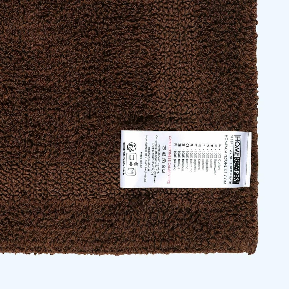 image 1 of Homescapes Luxury Reversible Cotton Shower Mat - Chocolate | Brown | Chocolate