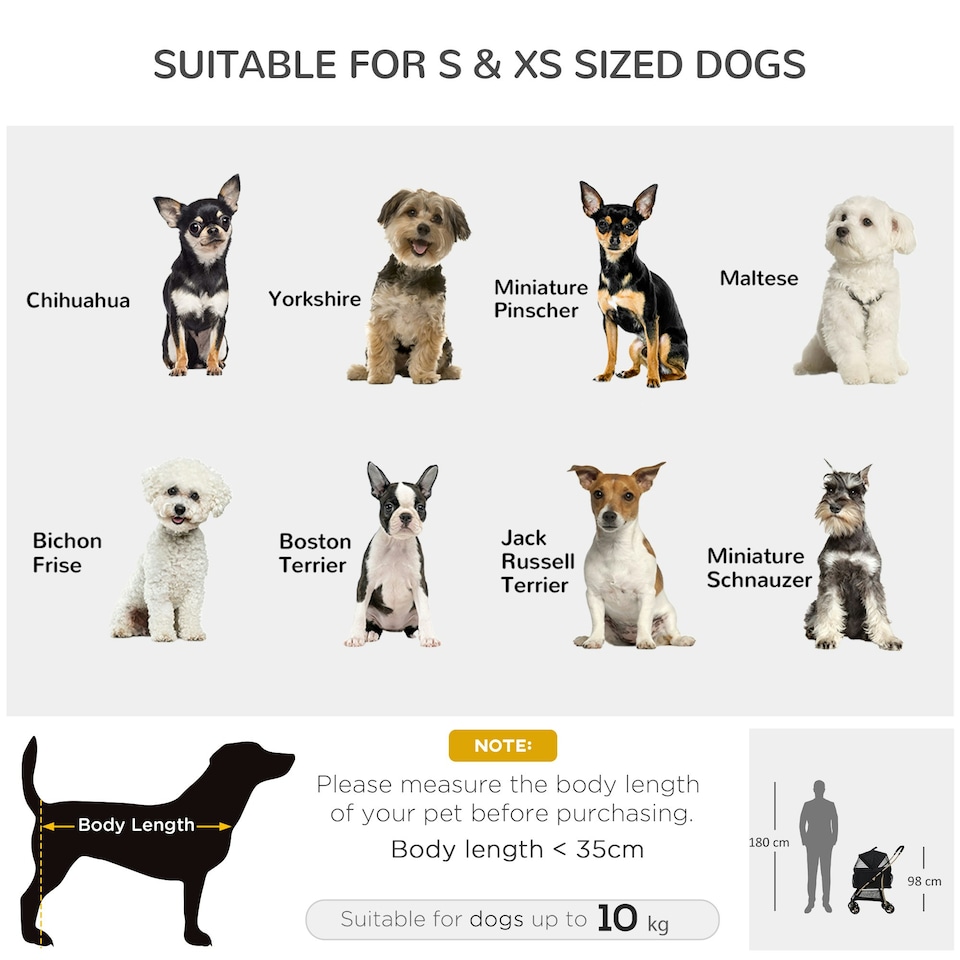 image 1 of PawHut 3 In 1 Pet Stroller, Detachable Dog Cat Travel Carriage - Black