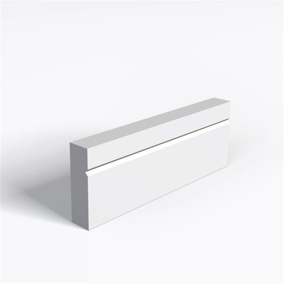 Single Set - Moisture Resistant MDF Primed 1 V Groove Architrave & Rebate - 15mm (T) x 94mm (H)