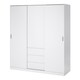 image 3 of Naia Wardrobe with 2 Sliding Doors 1 Door 3 Drawers in White High Gloss