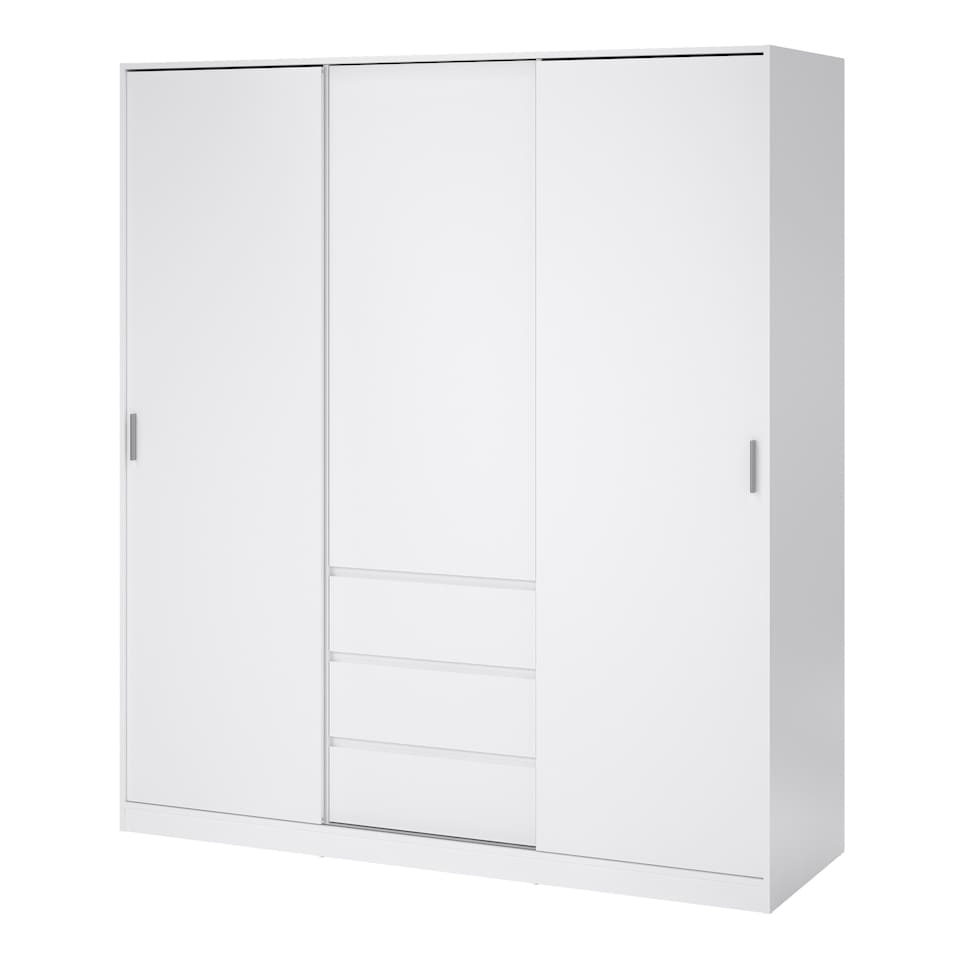 image 1 of Naia Wardrobe with 2 Sliding Doors 1 Door 3 Drawers in White High Gloss