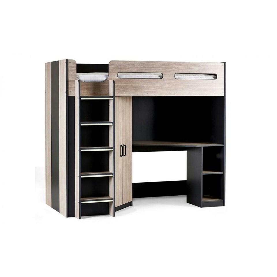 image 1 of Woodgrain and Anthracite Highsleeper - Single 3ft (90cm)