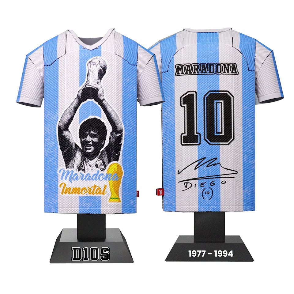image 1 of RadStuff Metal Alloy Football Shirt - Maradona The Immortal 1977-94