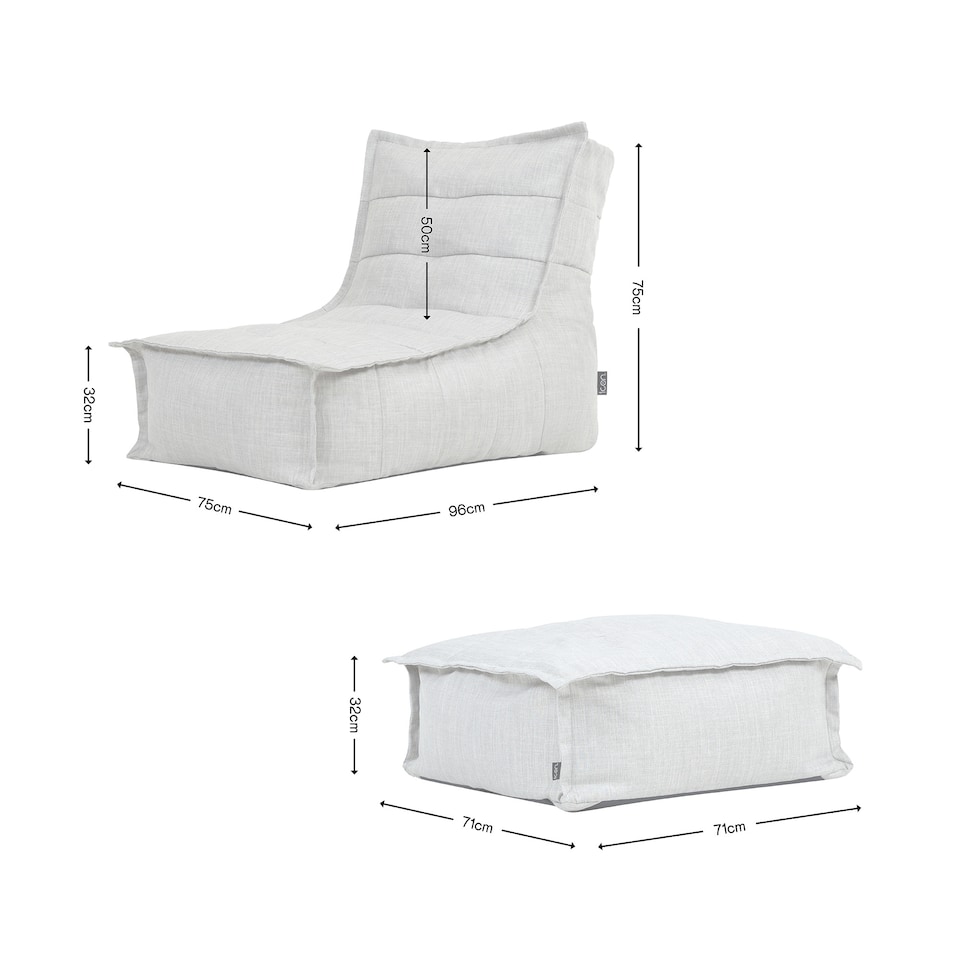 image 1 of Dolce Indoor Outdoor Bean Bag Lounger and Footstool Beige Patio Chairs | Cream | Cream | 1