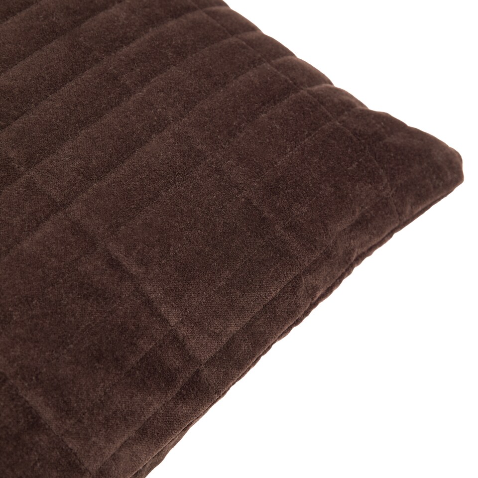 image 1 of Yard Dales Quilted 100% Cotton Velvet Cushion, Brown
