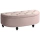 image 1 of HOMCOM Semi-Circle Storage Ottoman Bench Tufted Upholstered Pink