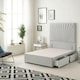 image 2 of Sunburst Divan Bed with 2 Drawers & 54'' Floor Standing Headboard Linen Fabric | Grey | Sage