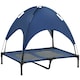 image 1 of PawHut 92cm Elevated Dog Bed Cooling Raised Pet Cot UV Protection Canopy Blue