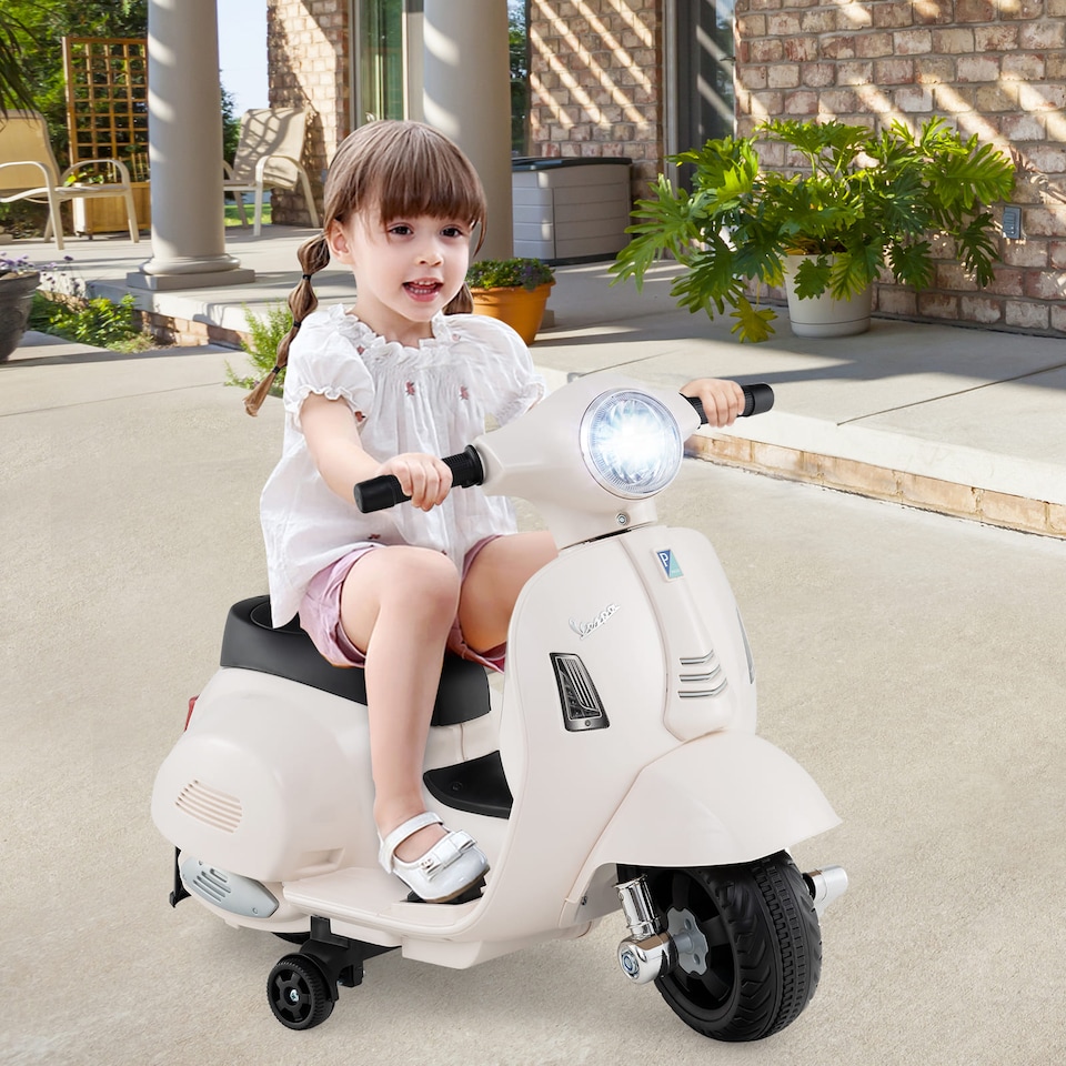 image 1 of COSTWAY Licensed Vespa Kids Ride on Motorcycle 6V White