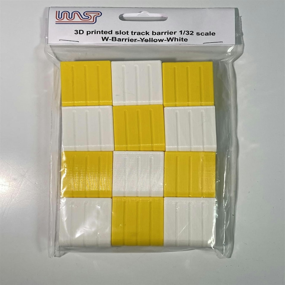 image 1 of Slot Car Track Scenery Yellow and White Barriers x 12 1:32 Scale NEW Wasp