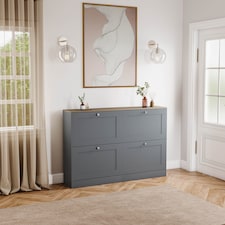 Vida Designs 4 Drawer Shoe Cabinet, Grey & Oak