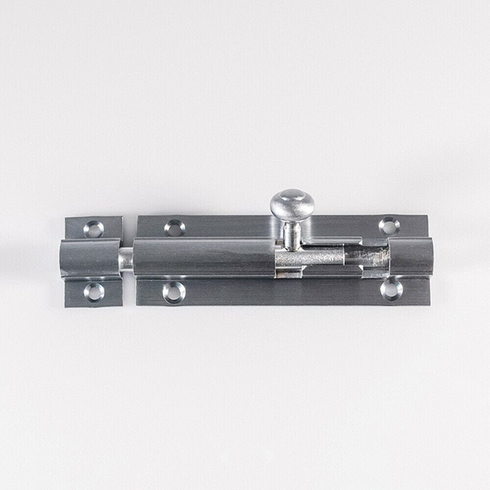 Loops Straight Barrel Surface Mounted Door Bolt Lock 102 x 32mm Satin Chrome