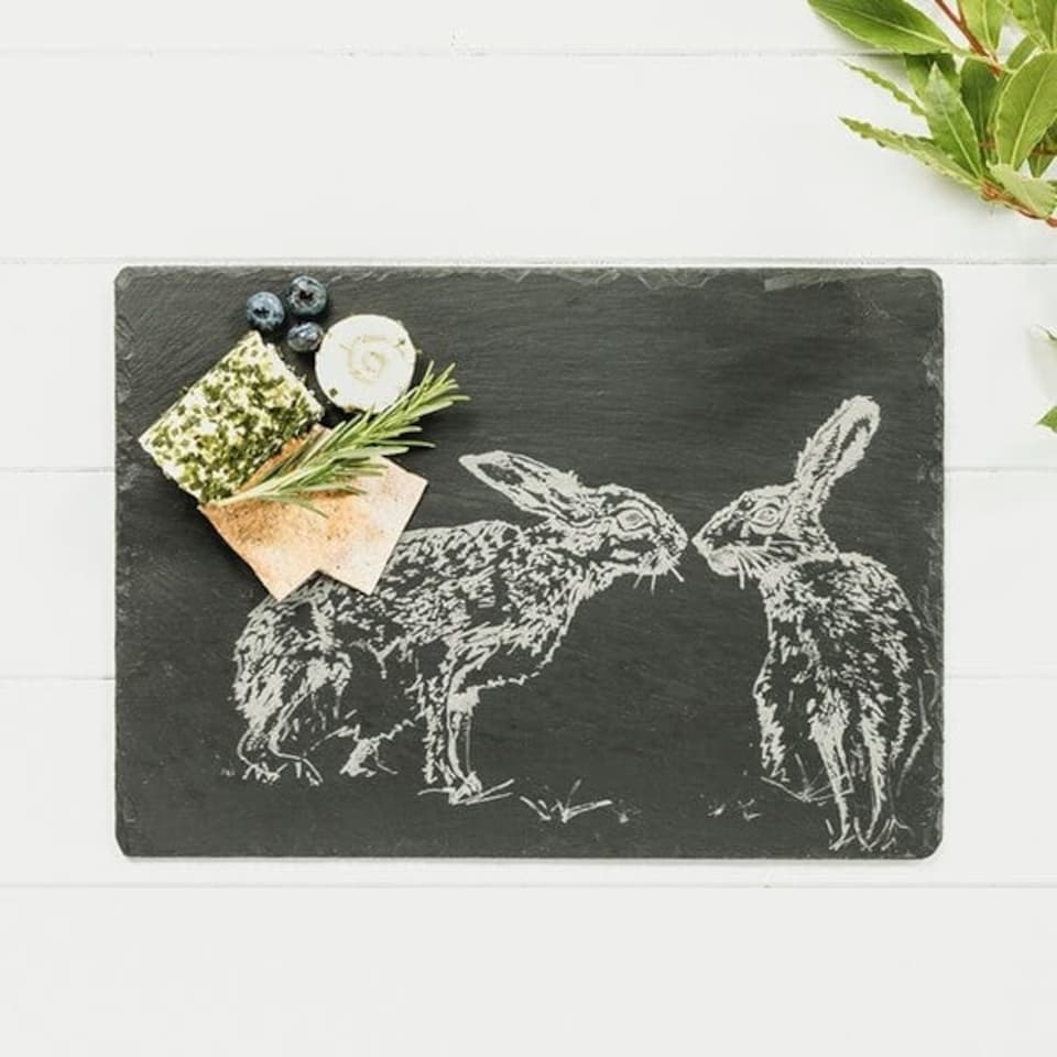 image 1 of The Just Slate Company Kissing Hares Slate Cheese Board
