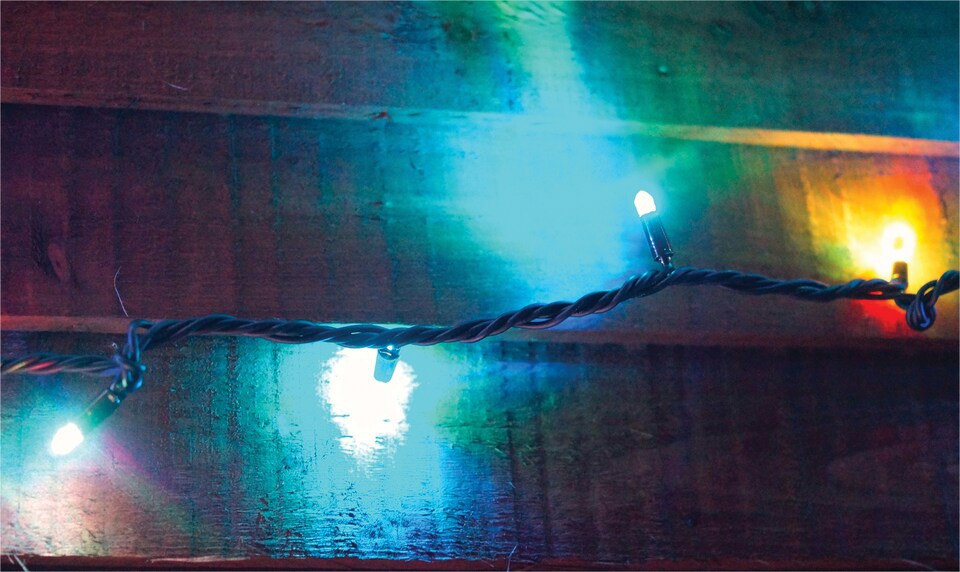 image 1 of Led String Lights Black Rubber RGBY Flash  30M