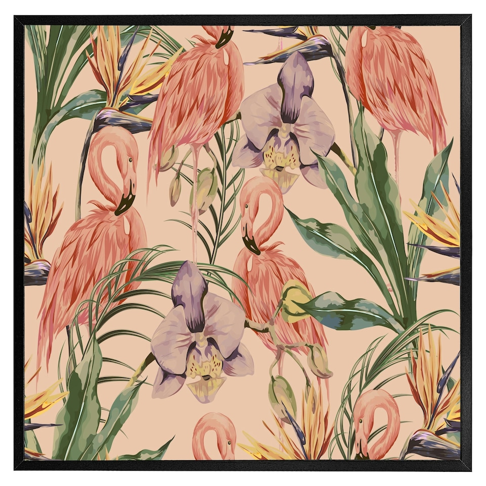 image 1 of Tropical flamingo (Picture Frame) Brown | XL