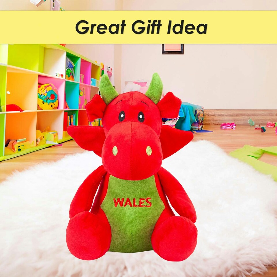 image 1 of Red Dragon Soft Toy Cute Plushie Huggable Cuddly Stuffed Toy Gift 27cm Red