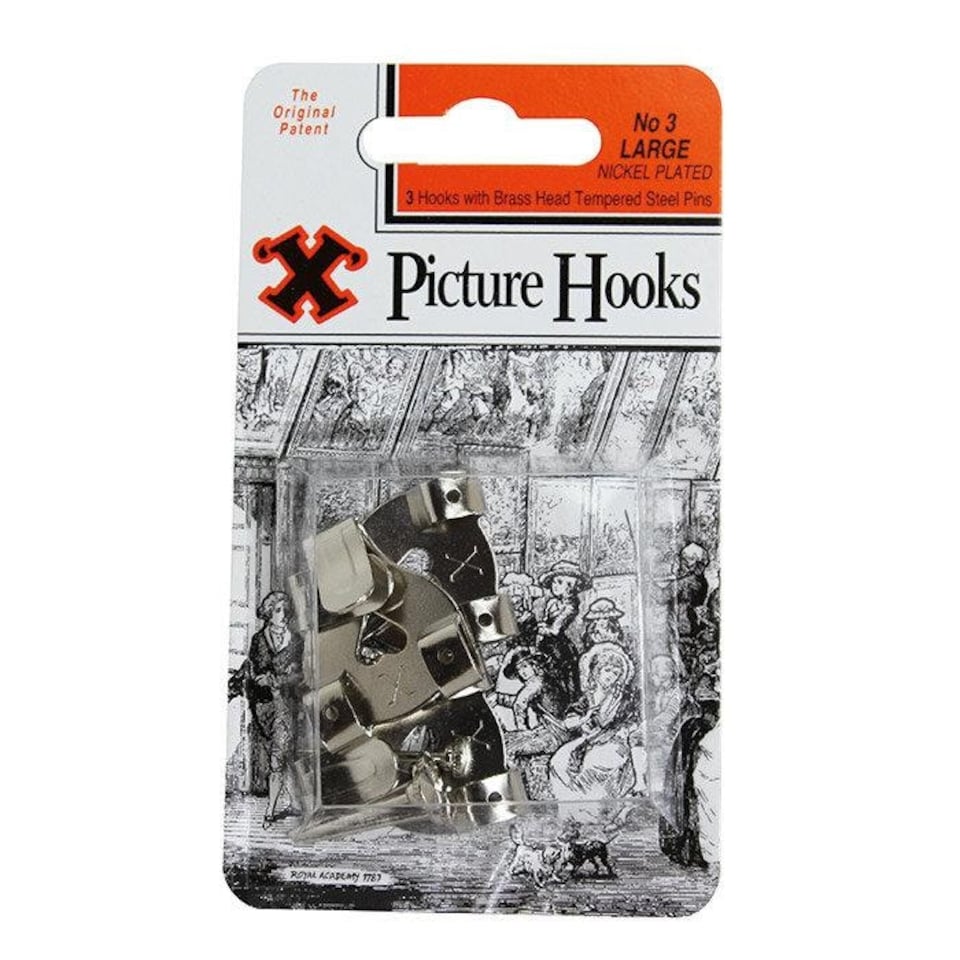 X Picture Hooks No 3 Nickel Plated 3pk - One Colour - One Size