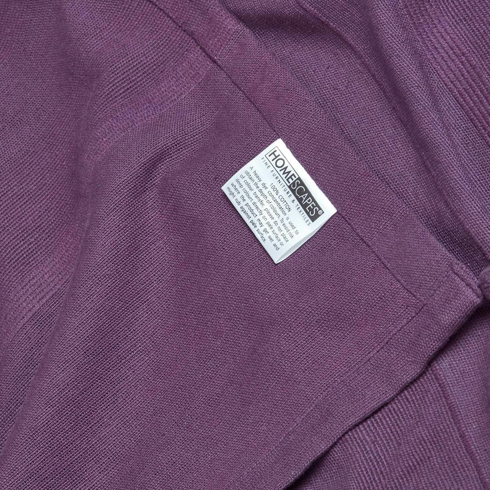 image 1 of Homescapes Cotton Rajput Ribbed Purple Throw - 225 x 255 cm | Purple | 1