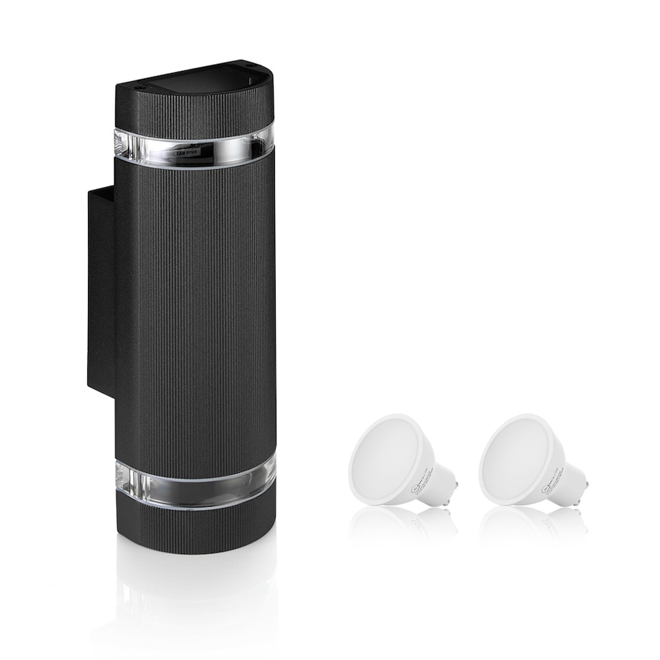 image 1 of Auraglow Outdoor Double Up & Down Wall Light - ELTON | Black | Black/Fitting Only