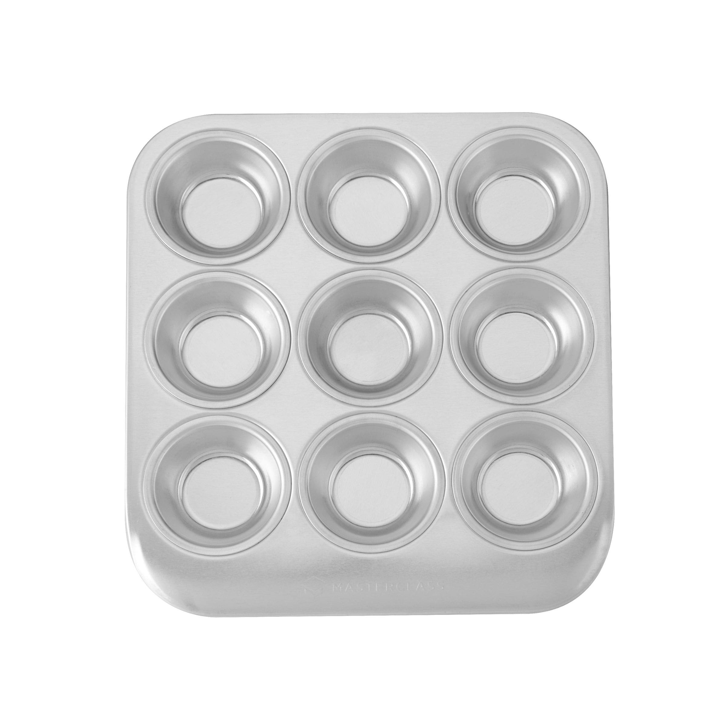MasterClass Aluminium 9-Hole Muffin Tin, 24x22cm in Silver | Size: 24x22 cm