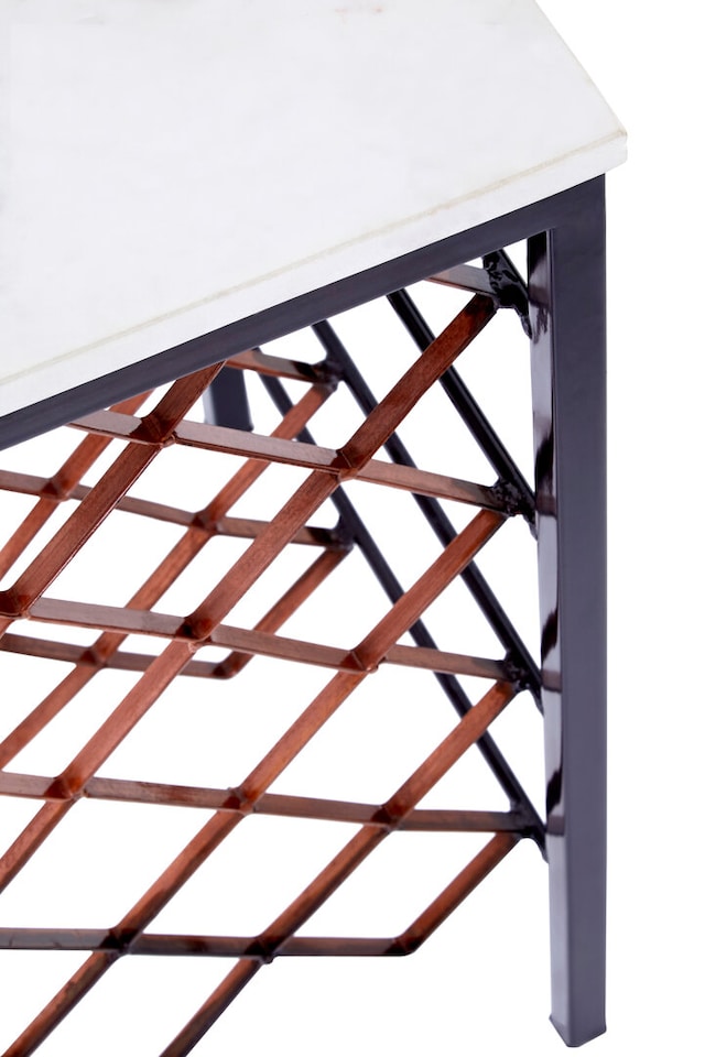 image 1 of Templar White Marble And Iron Wine Rack Table