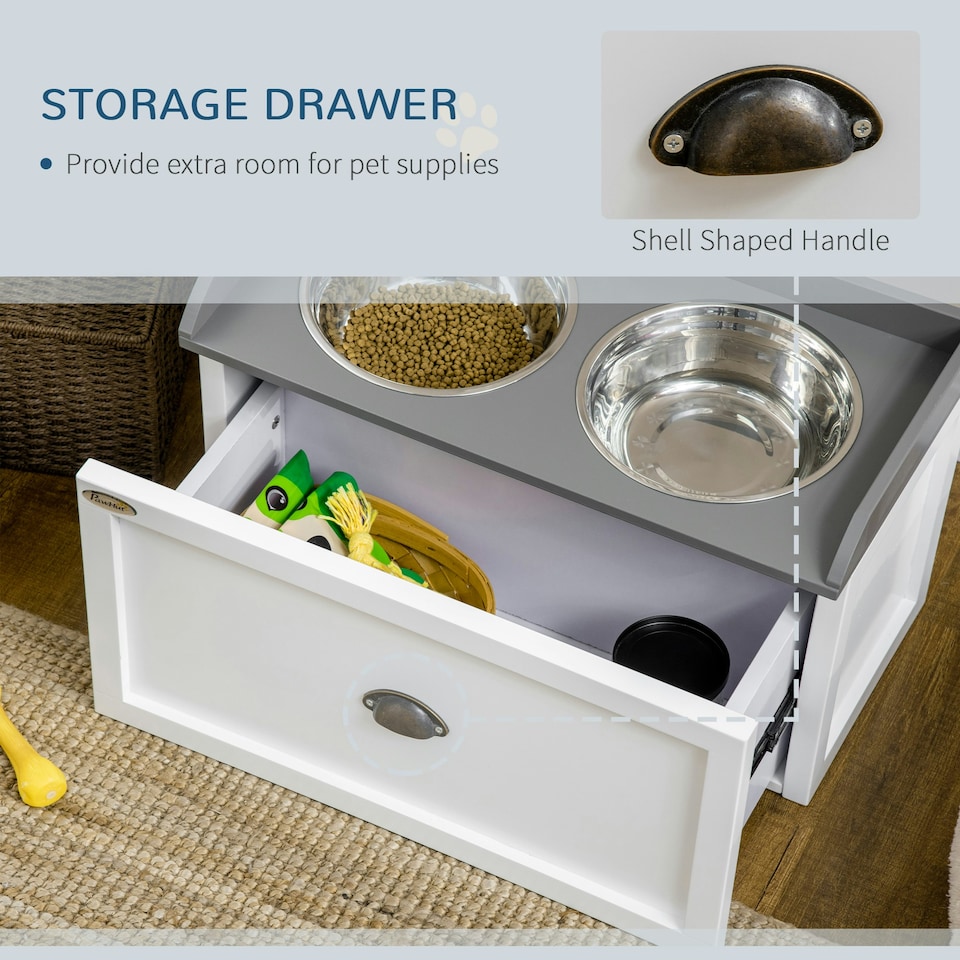 image 1 of PawHut Stainless Steel Raised Dog Bowl w/ 21L Storage Drawer, for Large Dogs