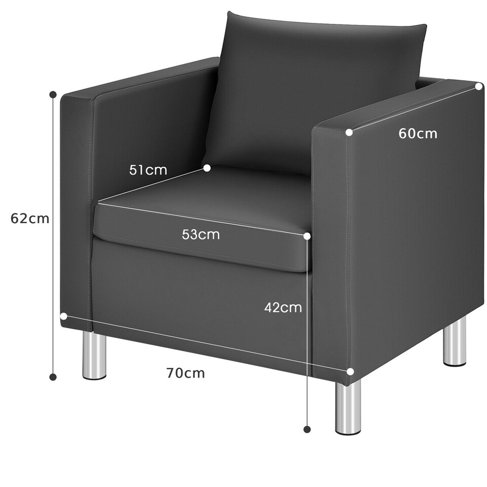 image 1 of COSTWAY Single Sofa Seat Upholstered Sofa Chair W/ Cushion Grey