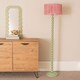 image 2 of ValueLights Bobbins Sage Green Floor Lamp Pleat Blush Pink Shade | Green | Pink
