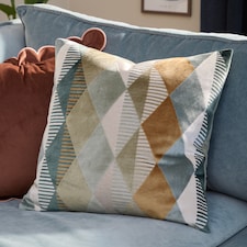 Furn Metro Harlequin Velvet Cushion | Green | Green