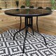 image 5 of Outdoor 4 Person Round Glass Top Garden Dining Table Chairs With Beige Banana Parasol and Base