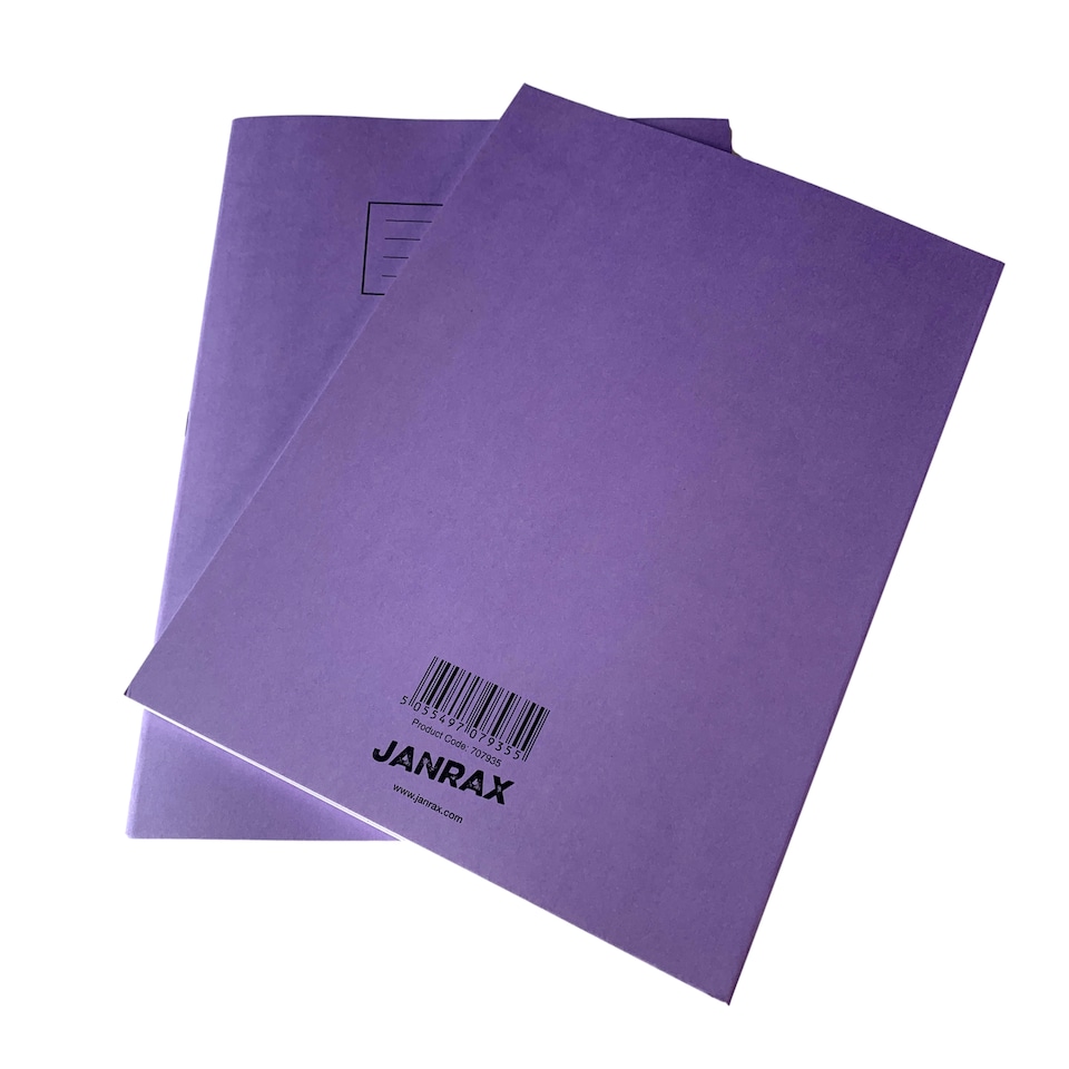 image 1 of Pack of 10 Janrax A4 Purple 80 Pages Feint and Ruled Exercise Books