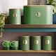 image 2 of Cooks Professional 5 Piece Ribbed Tea Coffee Sugar Bread & Biscuit Cannisters with Labels | Green | Green & Gold