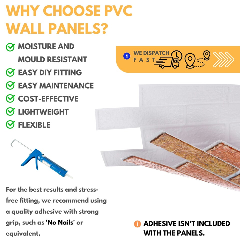 image 1 of NOVECRAFTO 3D Vintage Rustic Wall Panels – 6 PVC Sheets, Covers 2.76 sqm (29.76 sq ft), 96x48cm Each – Decorative Brick Effect Cladding in Rustic Style