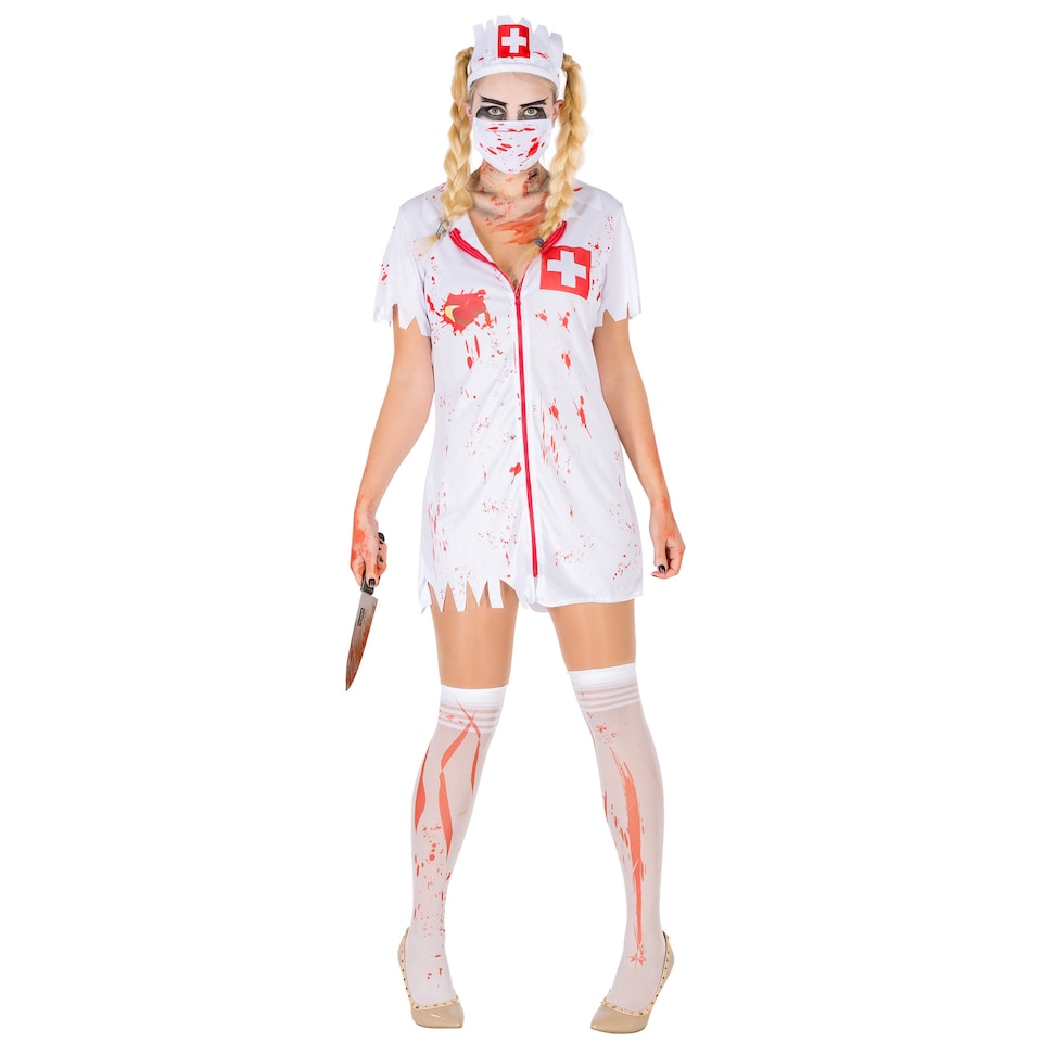 image 1 of Womens zombie nurse costume | White | white | 1