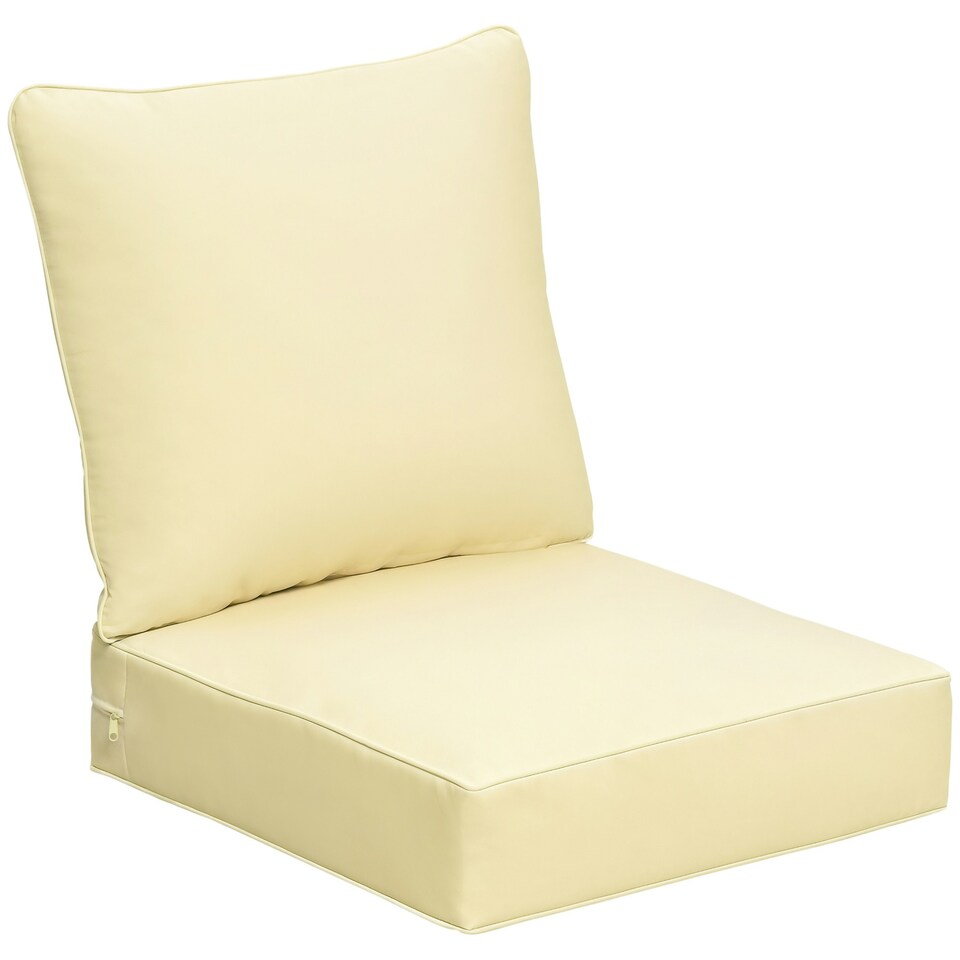 image 1 of Outsunny Outdoor Seat and Back Cushion Set, Deep Seating Chair Cushion, Black