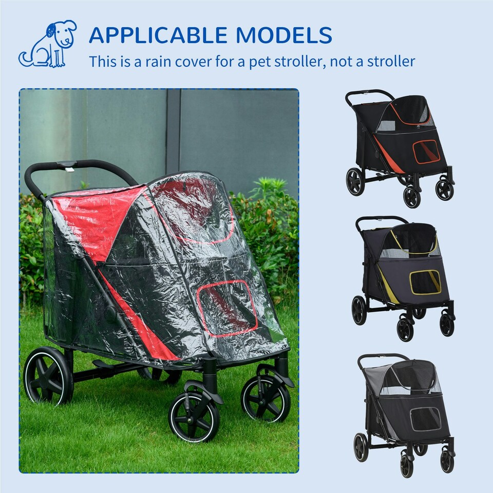 image 1 of PawHut Dog Stroller Rain Cover, Cover for Dog Pram Buggy for, Large, Medium Dogs