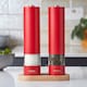 image 1 of Cooks Professional Electric Salt & Pepper Mill Set with Bamboo Base | Adjustable Grind Settings | Simple One-Button Operation | Red