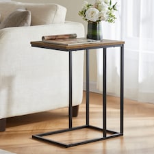 Vida Designs Brooklyn Side Table Industrial Sofa Bedside Table, Dark Wood